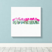 春ピンクチューリップキャンバスポスターの水彩 キャンバスプリント (インサイチュ (ウッドフロア))