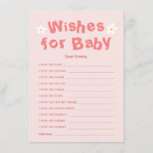 春ピンクデイジーベビーシャワーの願いベビーカード ノートカード (正面)