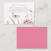 春ピンクバタフライフローラベビーシャワー エンクロージャーカード (正面/裏面)