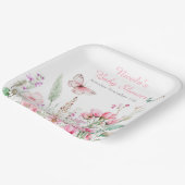 春ピンクバタフライフローラベビーシャワー ペーパープレート (傾斜あり)