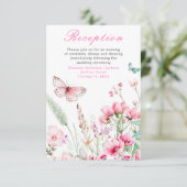 春ピンクバタフライ結婚フローラ エンクロージャーカード (スタンド正面)