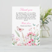 春ピンクバタフライ結婚フローラ サンキューカード (スタンド正面)