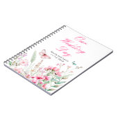 春ピンクバタフライ結婚フローラ ノートブック (左側)