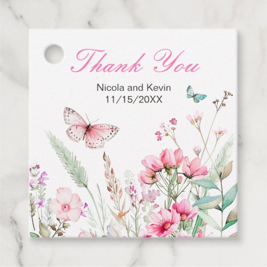 春ピンクバタフライ結婚フローラ フェイバータグ (正面)