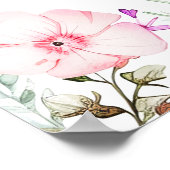 春ピンクバタフライ結婚フローラ ポスター (角)