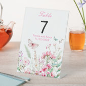 春ピンクバタフライ結婚フローラ 台座サイン (インサイチュ)