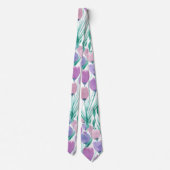 春ピンクパープルチューリップフローラ水彩 ネクタイ (裏面)