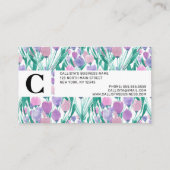 春ピンクパープルチューリップフローラ水彩 名刺 (裏面)