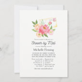 春ピンクフローラガールブライダルシャワーバイメール 招待状 (正面)