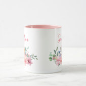 春ピンクフローラブーケのパーソナライズ名 マグカップ (中央)