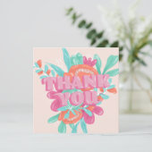 春ピンクフローラレトロスクリプトの順感謝してい序: サンキューカード (スタンド正面)