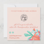 春ピンクフローラレトロスクリプトの順感謝してい序: サンキューカード (裏面)