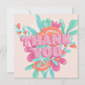 春ピンクフローラレトロスクリプトの順感謝してい序: サンキューカード (正面)