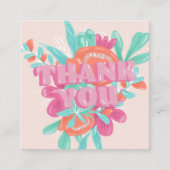 春ピンクフローラレトロスクリプトの順感謝してい序: スクエア名刺 (正面)