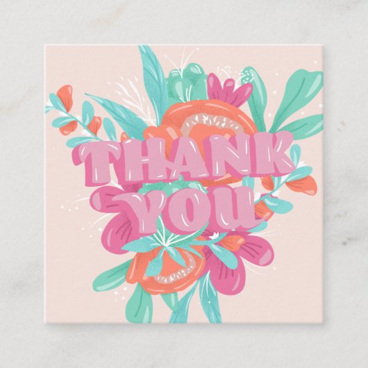 春ピンクフローラレトロスクリプトの順感謝してい序: スクエア名刺 (正面)