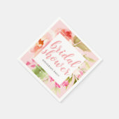 春ピンクフローラ水彩カスタムブライダルシャワー スタンダードカクテルナプキン (角)