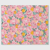 春ピンクフローラ カラフル ラッピングペーパー (フラット)