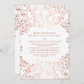 春ピンクベビーズブレスフローラヴィンテージウェディング 招待状 (正面/裏面)