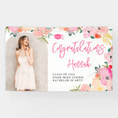 春ピンクボホガーデンフローラ卒業おめでとう 横断幕 (横)