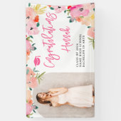 春ピンクボホガーデンフローラ卒業おめでとう 横断幕 (縦)