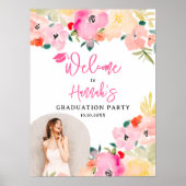 春ピンクボホガーデンフローラ卒業へようこそ ポスター (正面)