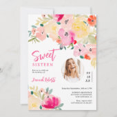 春ピンクボホシックガーデンフローラフォトスイート16 招待状 (正面)