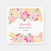 春ピンクボホシックガーデンフローラブライダルシャワー スタンダードカクテルナプキン (正面)