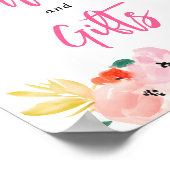 春ピンクボホシックガーデンフローラブライダル標識 ポスター (角)