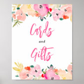 春ピンクボホシックガーデンフローラブライダル標識 ポスター (正面)