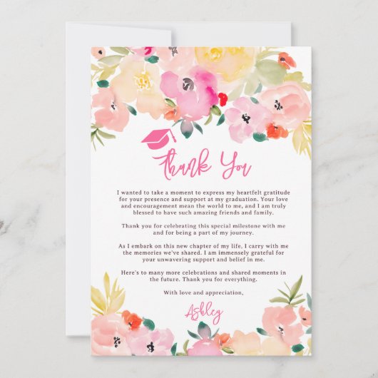 春ピンクボホシックガーデンフローラ卒業 サンキューカード (正面)