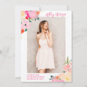 春ピンクボホシックガーデンフローラ卒業 招待状 (裏面)