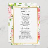 春ピンクローズバタフライ庭園の結婚式プログラム 招待状 (正面/裏面)