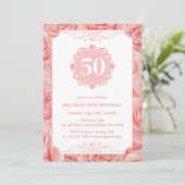 春ピンクローゼズブロッサムフローラ誕生日 招待状 (スタンド正面)