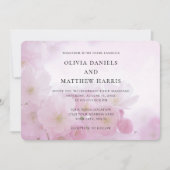 春ピンク桜、さくらんぼ花。フローラ結婚の 招待状 (正面)