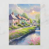 春ピンク開花シーニックリバーサイド自然 ポストカード (正面)