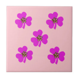 春ピンク、キッチン用ピンククローバー タイル