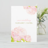 春ピンク+緑の牡丹結婚の 招待状 (スタンド正面)