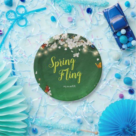 春ピングガーデンパーティーお祝い ペーパープレート (パーティー)