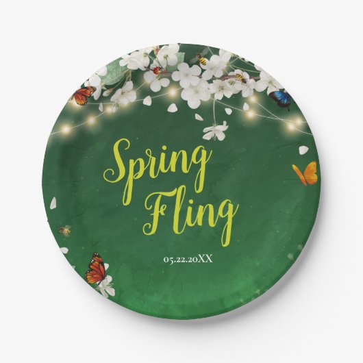 春ピングガーデンパーティーお祝い ペーパープレート (正面)
