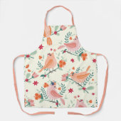 春ピーチウォーターカラーフローラルパターン エプロン (正面)