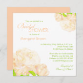 春ピーチピーニーボホブライダルシャワー 招待状 (正面/裏面)