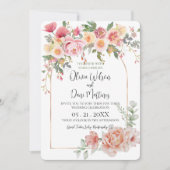 春ピーチフローラゴールデンアーチ結婚式招待状 招待状 (正面)