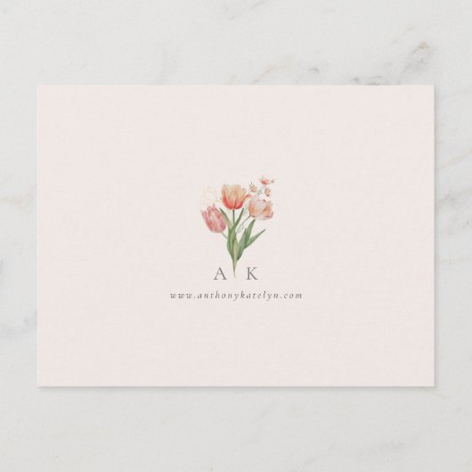 春ピーチフローラ結婚式の日付写真を保存 案内ポストカード (裏面)