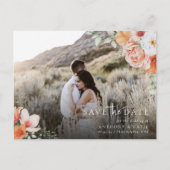 春ピーチフローラ結婚式の日付写真を保存 案内ポストカード (正面)