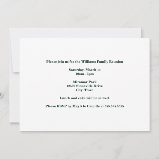 春ファミリー懇親会フォレストサンセットカスタムパーティー 招待状 (裏面)