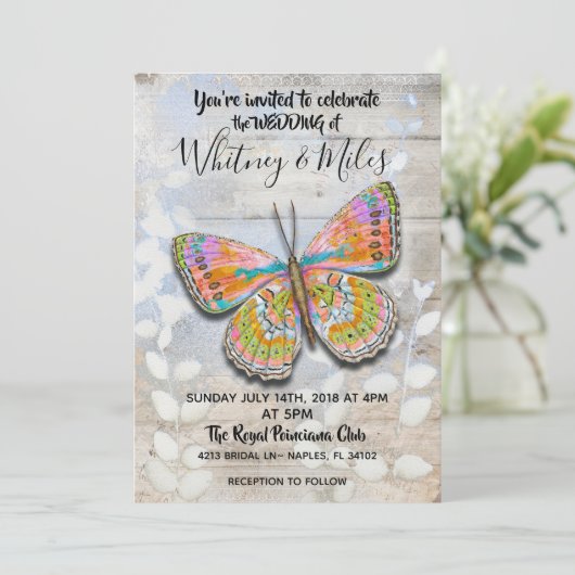 春フィングバタフライ結婚式招待状 招待状 (スタンド正面)