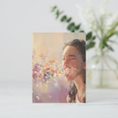 春フィーバーウーマンシュレアルくしゃみ ポストカード (スタンド正面)