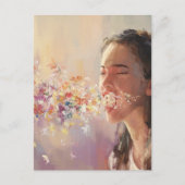 春フィーバーウーマンシュレアルくしゃみ ポストカード (正面)