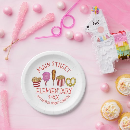 春フェアカーニバルフェスティバルコーンドッグアイスクリーム ペーパープレート (パーティー)