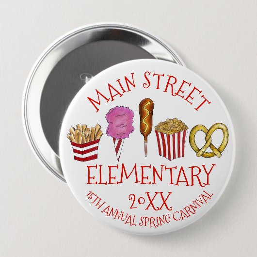 春フェアカーニバルフェスティバルコーンドッグアイスクリーム 缶バッジ (正面&裏面)